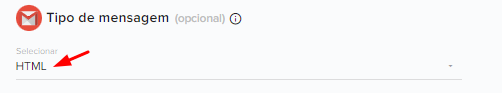 Selecionando a opção HTML no tipo de mensagem