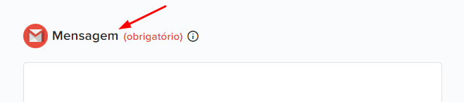 Campo mensagem para preencher com conteúdo HTML