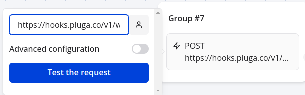 Campo para colar URL do webhook no Typebot