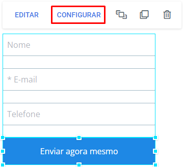 Botão Configurar do formulário no GreatPages