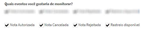 Seleção de eventos para monitoramento no webhook do Notazz