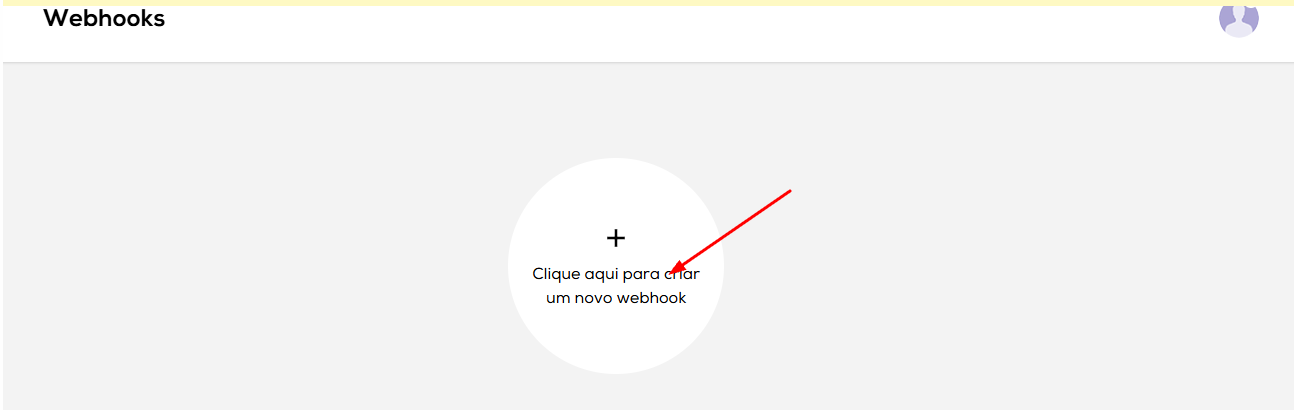 Botão para adicionar novo webhook na PagTrust