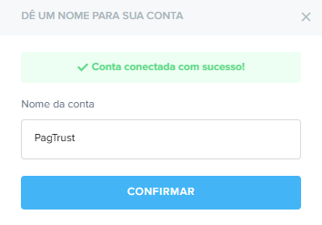 Tela para conectar nova conta de Webhooks