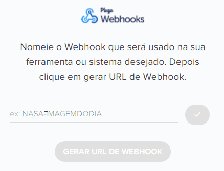 Interface mostrando como gerar URL de webhook no Pluga