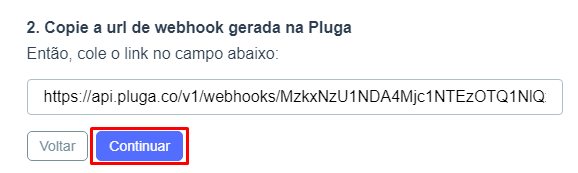 Campo para colar URL do webhook no Respondi