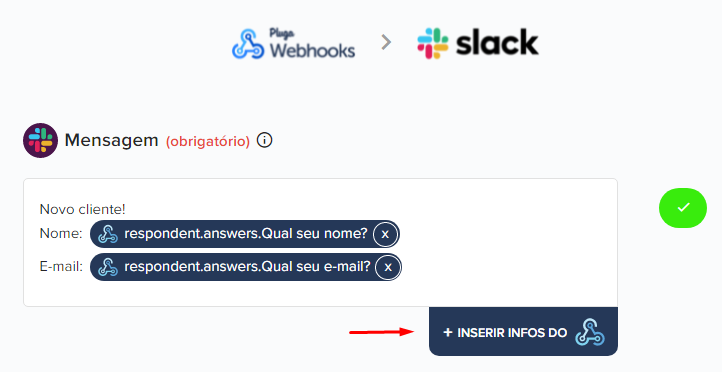 Tela de mapeamento de campos da integração Respondi