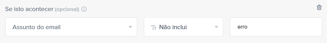 Exemplo de filtro condicional com critério não inclui