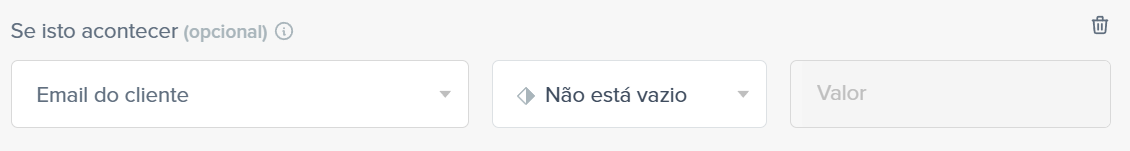 Exemplo de filtro global com critério não está vazio