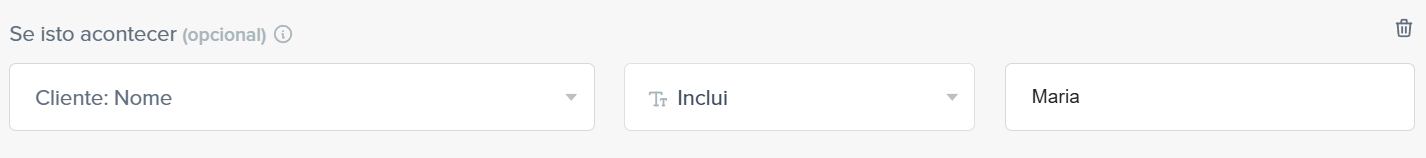 Exemplo de filtro condicional com critério inclui