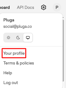 Menu de perfil do usuário no canto superior direito da plataforma OpenAI